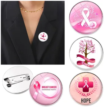 Осведоменост за рака на гърдата Щифт за рак на гърдата ПИН за жени Благотворителност Лента за обществено благосъстояние Брошка Значка за обществени услуги
