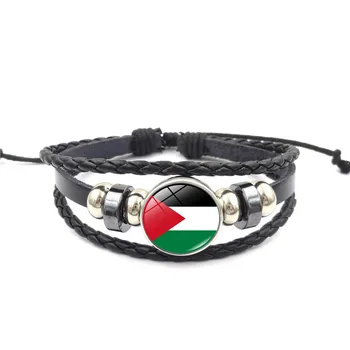 Палестина флаг време бижу гривна мъжки и дамски ретро многопластови тъкани формован гривна бижута