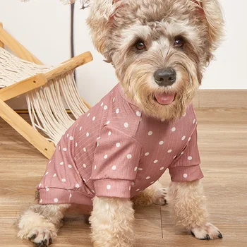 Петниста тениска дрехи за домашни любимци Японска и корейска котка облекло пролет и лято нов Bichon Teddy малко куче куче облекло на едро