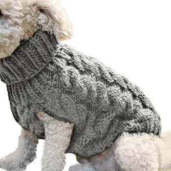 Плетени дрехи за кучета Топло поло пуловер руно куче яке кученце зимно палто домашни дрехи кученце поло яке кученце