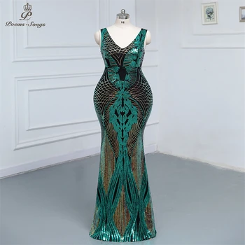 Плюс размер Секси зелен модел без ръкави Вечерна рокля абитуриентска рокля Парти рокля Вечерни рокли роба де soirée de mariage Макси рокля