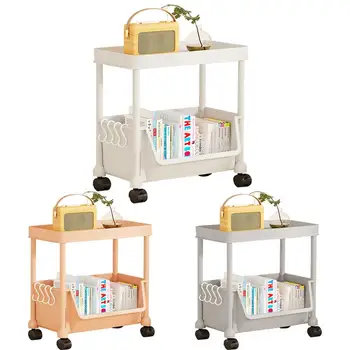 Подвижна лавица класна стая Deskside Rolling Bookcase Book Storage Rack Многофункционален мобилен организатор за съхранение на рафтове за книги