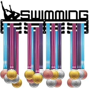 Притежател на медал по плуване Спорт за плувец медали дисплей стойка стена монтиране закачалка декор Притежатели на медали за бегачи за домашна значка