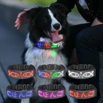 Програмируема водоустойчива LED светлинна яка за кучета, подходяща за кучешка LED яка с USB зареждане