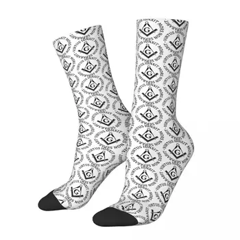 Ретро масонството Готини мъжки чорапи Freemason Unisex уличен стил безшевни отпечатани щастлив екипаж чорап подарък