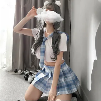 Секси училище момиче косплей облекло еротичен колеж униформа за жени Kawaii плисирана пола японски студент роля играя комплект горещ продажба