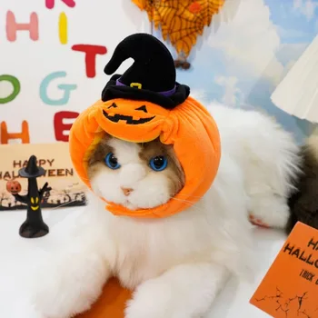 Сладка тиквена шапка Дрехи за кучета Черно оранжево Kawaii меки топли шапки Малки кучета облекло котка косплей Хелоуин парти продукти за домашни любимци