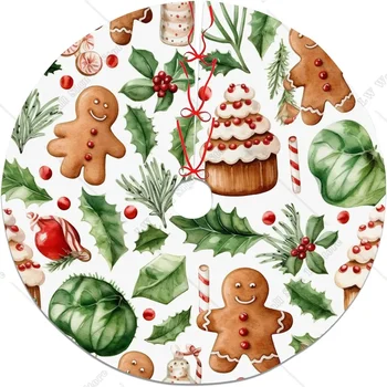 Сладък Коледа Gingerbread коледно дърво пола Холи торта рустик зелено миещо се дърво пола мат за Коледа празнични орнаменти