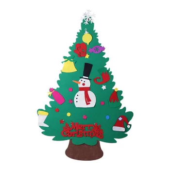 Снежен човек Коледни подаръци за 2019 г. Детски DIY филц коледно дърво с орнаменти Новогодишна украса Врата стена висяща декорация