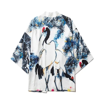 спално облекло Юката Кимоно Жилетка Мъже Японски кимона Традиционна унисекс плажна риза Harajuku Азиатска Япония Cosplay Print Костюм