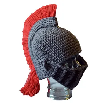 Спартански шлем рицар плетене на една кука шапка плетена шапка ски смешно маска топли зимни шапки Beanie за мъже жени PR продажба