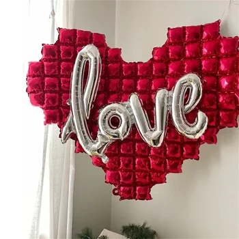 Сърце форма каре фон стена алуминиево фолио балони ЛЮБОВ любовно писмо балони Сватба Свети Валентин декорация доставки