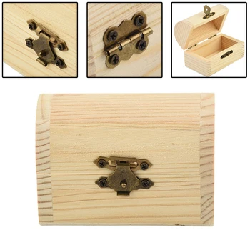 Украсете дървена кутия Дрънкулка занаятчийски спомен бор обикновен малък / голям съхранение сватба дървени сводести шарнирно практични
