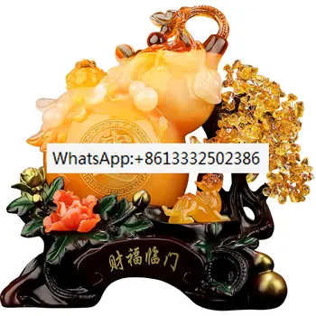 Фигурки от смола Лъки Пари Дърво Орнаменти Китайска скулптура Занаяти Настолно изкуство Декорация на домашен офис