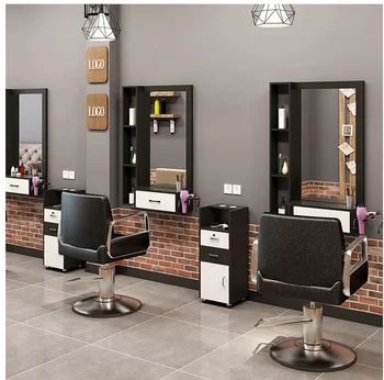 Фризьорски магазин огледало фризьорски салон маса шкаф маса интегриран стенен огледало на бръснарница фризьорски огледало
