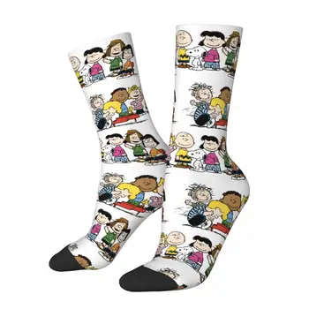 Фъстъци Комични герои Чорапи за екипажа Гъвкави карикатури на Снупи Графични чорапи с средна тръба Меки за идеи за подаръци за рожден ден на жените