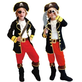 Хелоуин Детски пиратски шапки обувки колан костюм топка показва рожден ден момчета момичета карибски пират капитан комплекти