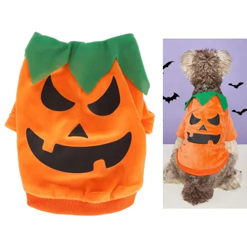 Хелоуин куче риза сладък тиква призраци меки еластични домашни любимци косплей дрехи за малки средни кучета котки празнична украса